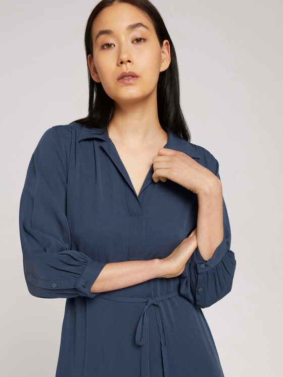 Midi Blusenkleid mit Lyocell - Frauen - Dark Denim Blue Midi Blusenkleid mit Lyocell - Frauen - Dark Denim Blue - 9 - TOM TAILOR