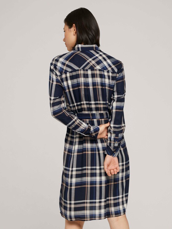 Kariertes Midi Blusenkleid - Frauen - navy blue beige check Kariertes Midi Blusenkleid - Frauen - navy blue beige check - 2 - TOM TAILOR