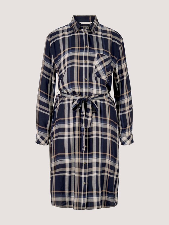 Kariertes Midi Blusenkleid - Frauen - navy blue beige check Kariertes Midi Blusenkleid - Frauen - navy blue beige check - 7 - TOM TAILOR