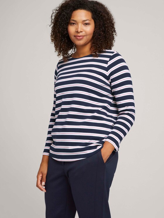 Gestreept shirt met lange mouwen van biologisch katoen - Vrouwen - navy white rose stripe Gestreept shirt met lange mouwen van biologisch katoen - Vrouwen - navy white rose stripe - 5 - My True Me