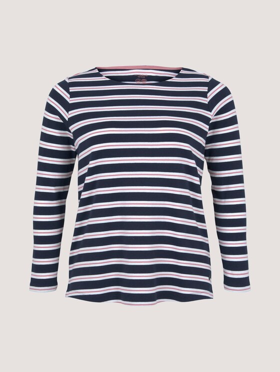 Gestreept shirt met lange mouwen van biologisch katoen - Vrouwen - navy white rose stripe Gestreept shirt met lange mouwen van biologisch katoen - Vrouwen - navy white rose stripe - 7 - My True Me