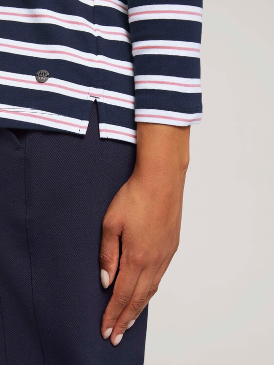 Gestreept shirt met lange mouwen van biologisch katoen - Vrouwen - navy white rose stripe Gestreept shirt met lange mouwen van biologisch katoen - Vrouwen - navy white rose stripe - 9 - My True Me