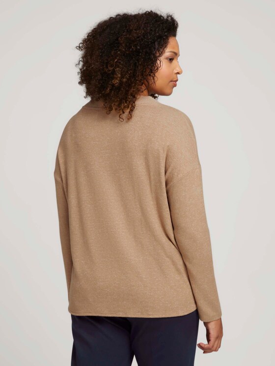 Curvy - Weiches Langarmshirt mit V-Ausschnitt - Frauen - soft camel melange Curvy - Weiches Langarmshirt mit V-Ausschnitt - Frauen - soft camel melange - 2 - My True Me
