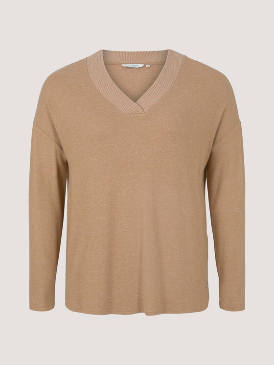 Curvy - Weiches Langarmshirt mit V-Ausschnitt - Frauen - soft camel melange Curvy - Weiches Langarmshirt mit V-Ausschnitt - Frauen - soft camel melange - 7 - My True Me
