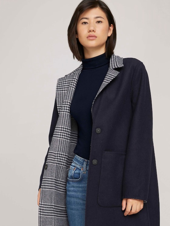 Karierter Wendemantel - Frauen - offwhite navy big glencheck Karierter Wendemantel - Frauen - offwhite navy big glencheck - 10 - TOM TAILOR