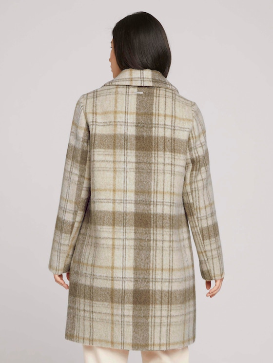 long wool check coat