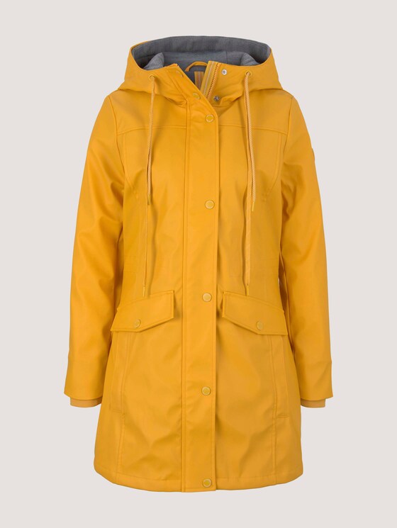 lined yellow raincoat
