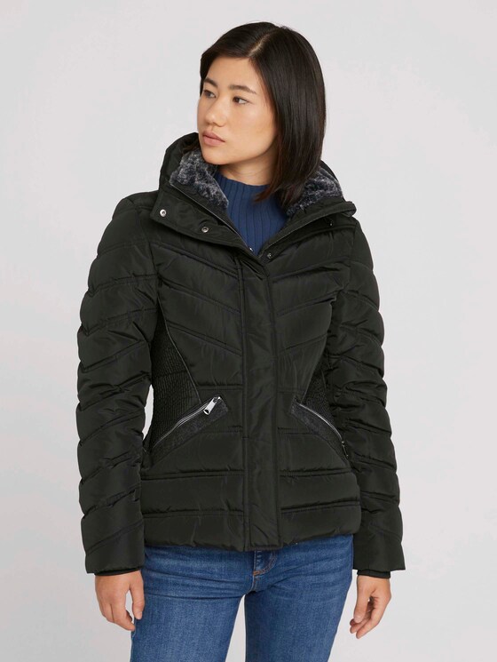 Stehkragen Pufferjacke mit recyceltem Polyester - Frauen - deep black Stehkragen Pufferjacke mit recyceltem Polyester - Frauen - deep black - 1 - TOM TAILOR