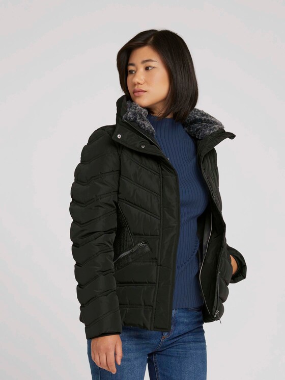 Stehkragen Pufferjacke mit recyceltem Polyester - Frauen - deep black Stehkragen Pufferjacke mit recyceltem Polyester - Frauen - deep black - 5 - TOM TAILOR
