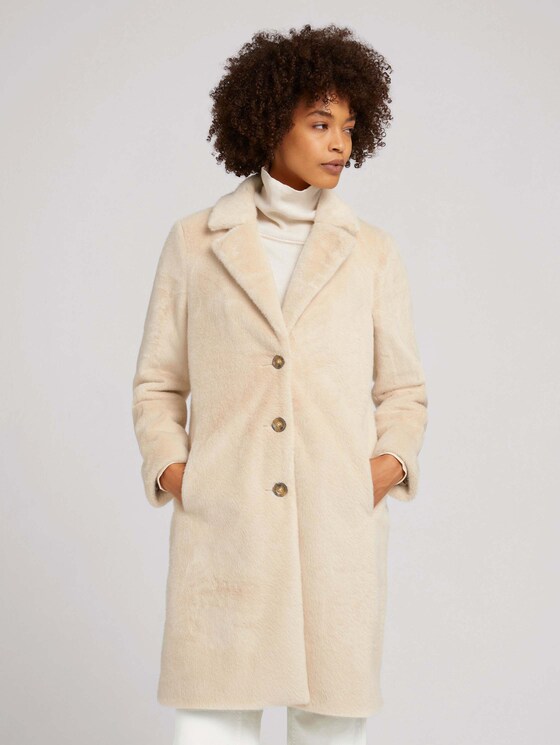 Kunstfell Mantel - Frauen - smooth light sand Kunstfell Mantel - Frauen - smooth light sand - 1 - TOM TAILOR