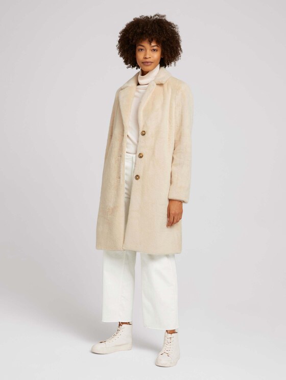 Kunstfell Mantel - Frauen - smooth light sand Kunstfell Mantel - Frauen - smooth light sand - 3 - TOM TAILOR