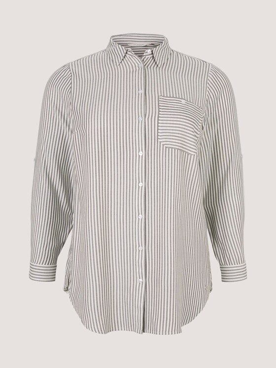 Curvy - long striped shirt blouse - Women - anthra white stripe Curvy - long striped shirt blouse - Women - anthra white stripe - 7 - My True Me