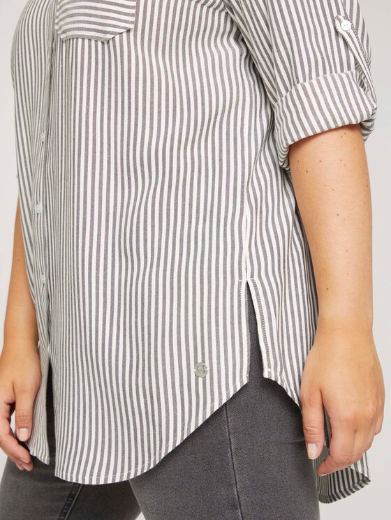 Curvy - long striped shirt blouse - Women - anthra white stripe Curvy - long striped shirt blouse - Women - anthra white stripe - 9 - My True Me