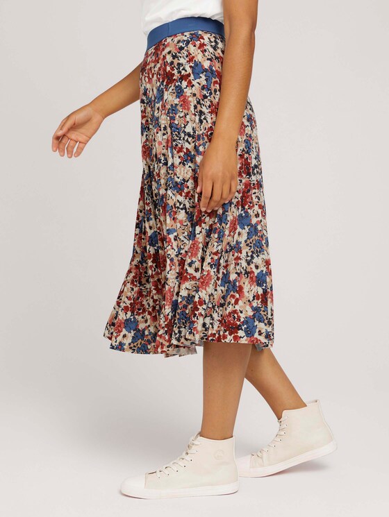Geplooide midirok met patroon - Vrouwen - pink big floral design Geplooide midirok met patroon - Vrouwen - pink big floral design - 11 - TOM TAILOR
