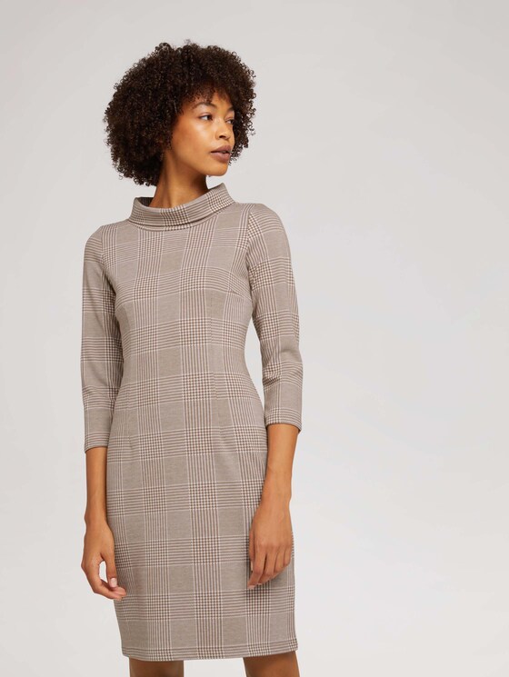 Gemustertes Kleid mit Rollkragen - Frauen - offwhite beige glencheck ck Gemustertes Kleid mit Rollkragen - Frauen - offwhite beige glencheck ck - 5 - TOM TAILOR