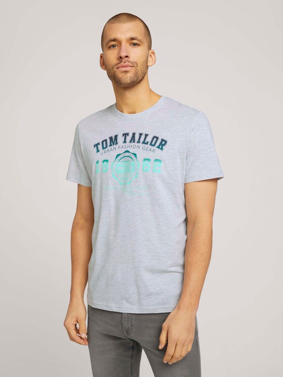 T-Shirt mit Logo-Print - Männer - Blanc De Blanc White Melange T-Shirt mit Logo-Print - Männer - Blanc De Blanc White Melange - 1 - TOM TAILOR