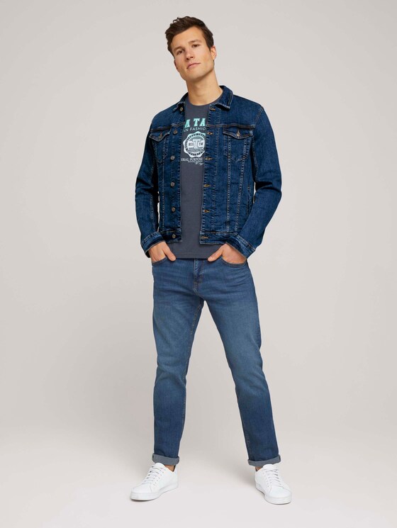 T-Shirt mit Logo-Print - Männer - sky captain blue white melange T-Shirt mit Logo-Print - Männer - sky captain blue white melange - 3 - TOM TAILOR