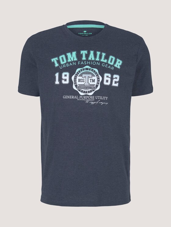 T-Shirt mit Logo-Print - Männer - sky captain blue white melange T-Shirt mit Logo-Print - Männer - sky captain blue white melange - 7 - TOM TAILOR