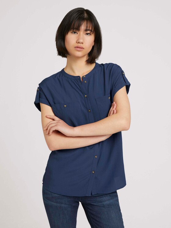 Short-sleeved shirt - Women - Dark Denim Blue Short-sleeved shirt - Women - Dark Denim Blue - 1 - TOM TAILOR