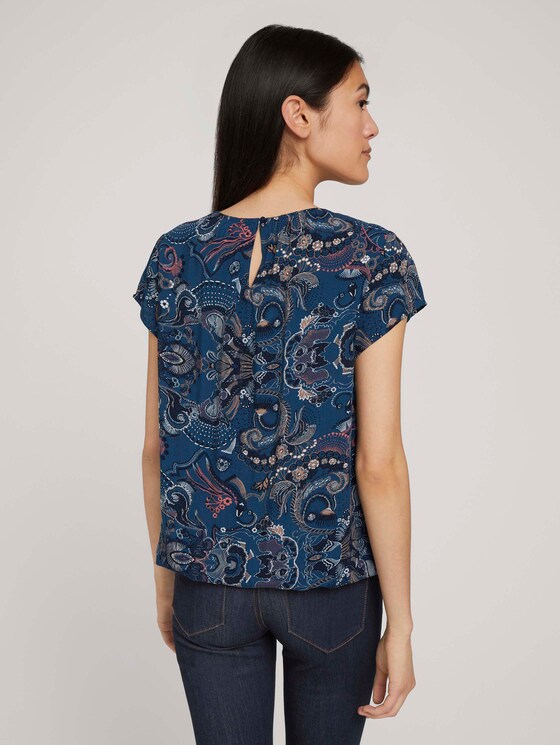 Gedessineerde blouse met korte mouwen en LENZING ™ ECOVERO ™ - Vrouwen - blue apricot paisley design Gedessineerde blouse met korte mouwen en LENZING ™ ECOVERO ™ - Vrouwen - blue apricot paisley design - 2 - TOM TAILOR