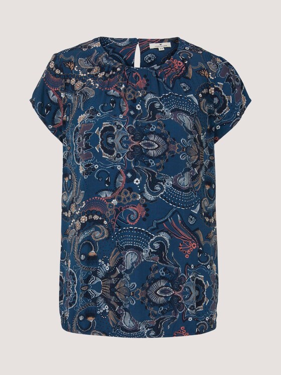 Gedessineerde blouse met korte mouwen en LENZING ™ ECOVERO ™ - Vrouwen - blue apricot paisley design Gedessineerde blouse met korte mouwen en LENZING ™ ECOVERO ™ - Vrouwen - blue apricot paisley design - 7 - TOM TAILOR