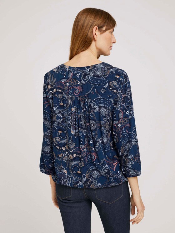 V-neck blouse with LENZING ™ ECOVERO ™ - Women - blue apricot paisley design V-neck blouse with LENZING ™ ECOVERO ™ - Women - blue apricot paisley design - 2 - TOM TAILOR