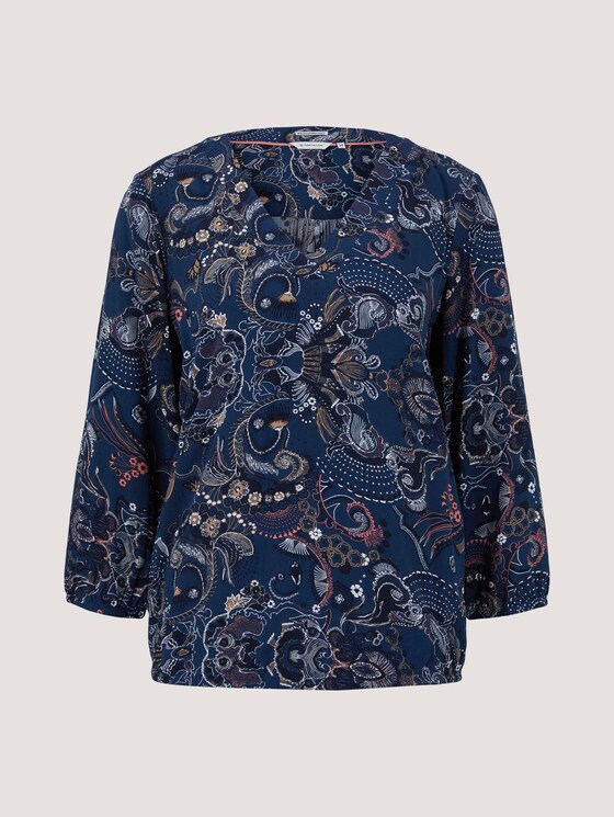 V-neck blouse with LENZING ™ ECOVERO ™ - Women - blue apricot paisley design V-neck blouse with LENZING ™ ECOVERO ™ - Women - blue apricot paisley design - 7 - TOM TAILOR