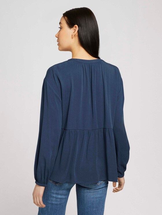 Tuniekblouse met lyocell - Vrouwen - Dark Denim Blue Tuniekblouse met lyocell - Vrouwen - Dark Denim Blue - 2 - TOM TAILOR