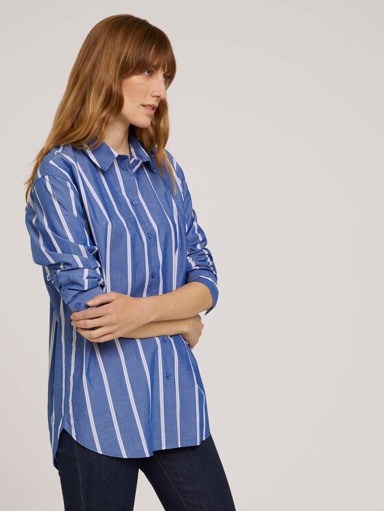 Poplin blouse - Women - blue offwhite vertical stripe Poplin blouse - Women - blue offwhite vertical stripe - 5 - TOM TAILOR