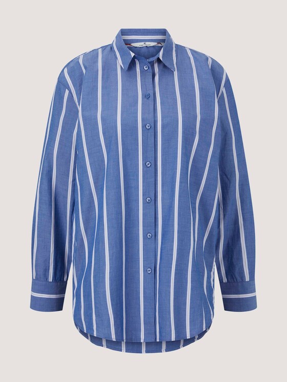 Poplin blouse - Women - blue offwhite vertical stripe Poplin blouse - Women - blue offwhite vertical stripe - 7 - TOM TAILOR