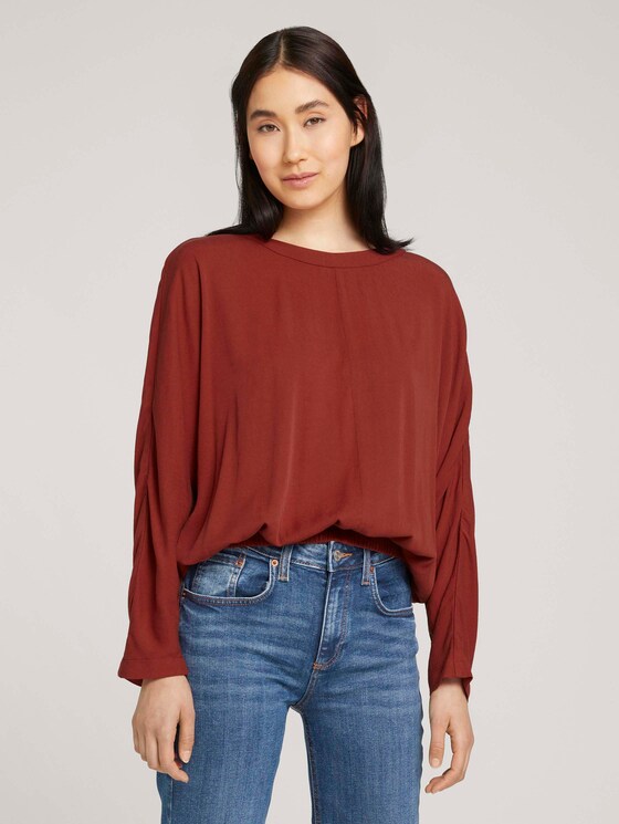 Basic Bluse mit Lyocell - Frauen - dark maroon red Basic Bluse mit Lyocell - Frauen - dark maroon red - 1 - TOM TAILOR