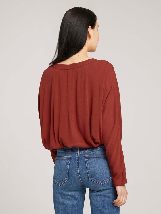 Basic Bluse mit Lyocell - Frauen - dark maroon red Basic Bluse mit Lyocell - Frauen - dark maroon red - 2 - TOM TAILOR