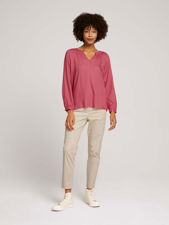 Blouse met ruches en LENZING™ ECOVERO™ - Vrouwen - cozy pink Blouse met ruches en LENZING™ ECOVERO™ - Vrouwen - cozy pink - 3 - TOM TAILOR