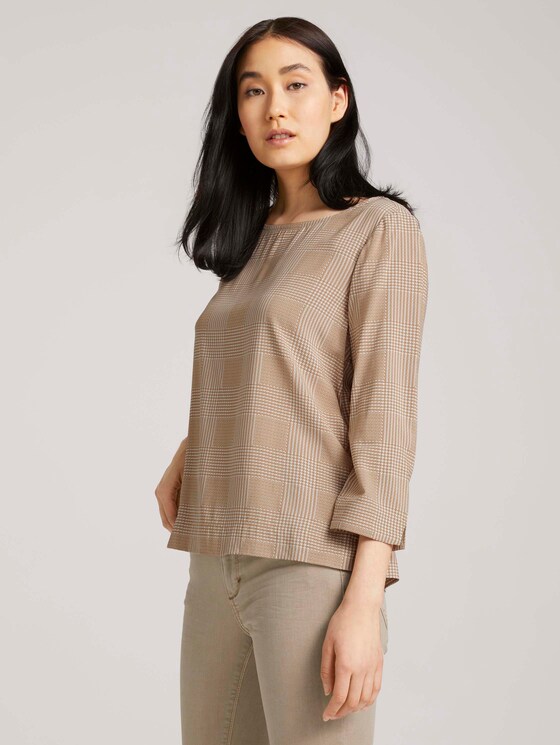 Gemusterte Bluse mit LENZING™ ECOVERO™ - Frauen - beige glencheck printed Gemusterte Bluse mit LENZING™ ECOVERO™ - Frauen - beige glencheck printed - 5 - TOM TAILOR