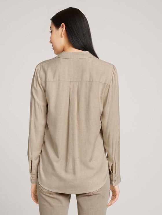 Gemêleerde blouse met zakken - Vrouwen - desert sand melange Gemêleerde blouse met zakken - Vrouwen - desert sand melange - 2 - TOM TAILOR