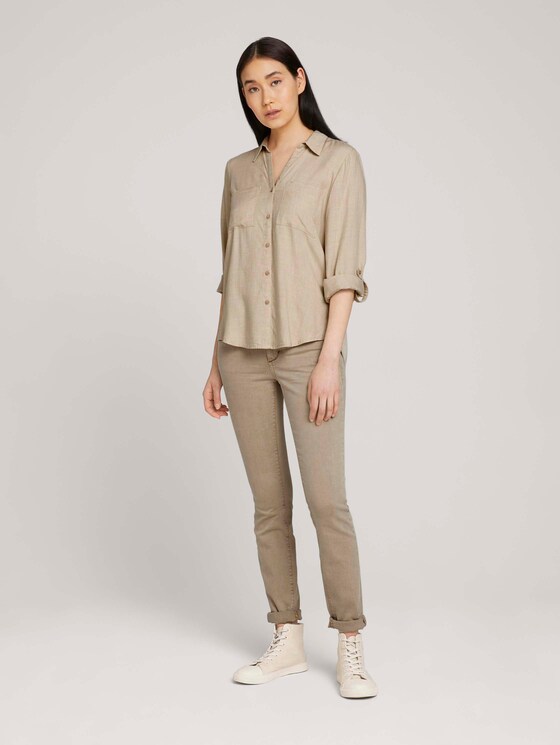 Gemêleerde blouse met zakken - Vrouwen - desert sand melange Gemêleerde blouse met zakken - Vrouwen - desert sand melange - 3 - TOM TAILOR