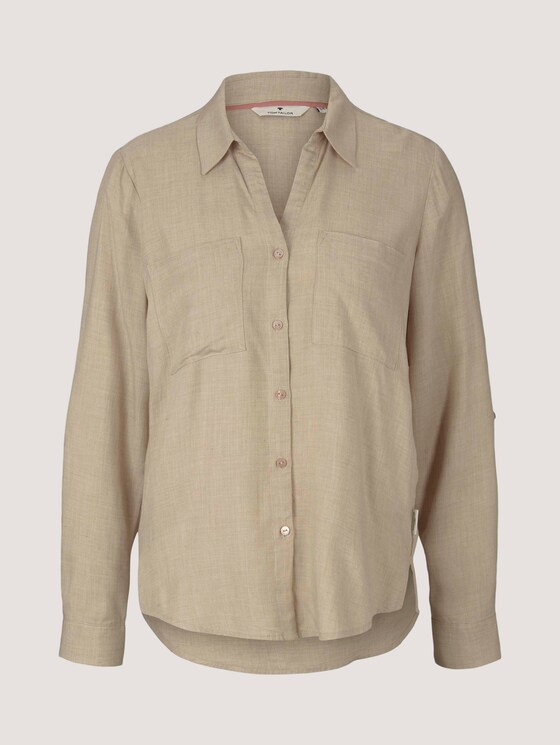 Gemêleerde blouse met zakken - Vrouwen - desert sand melange Gemêleerde blouse met zakken - Vrouwen - desert sand melange - 7 - TOM TAILOR