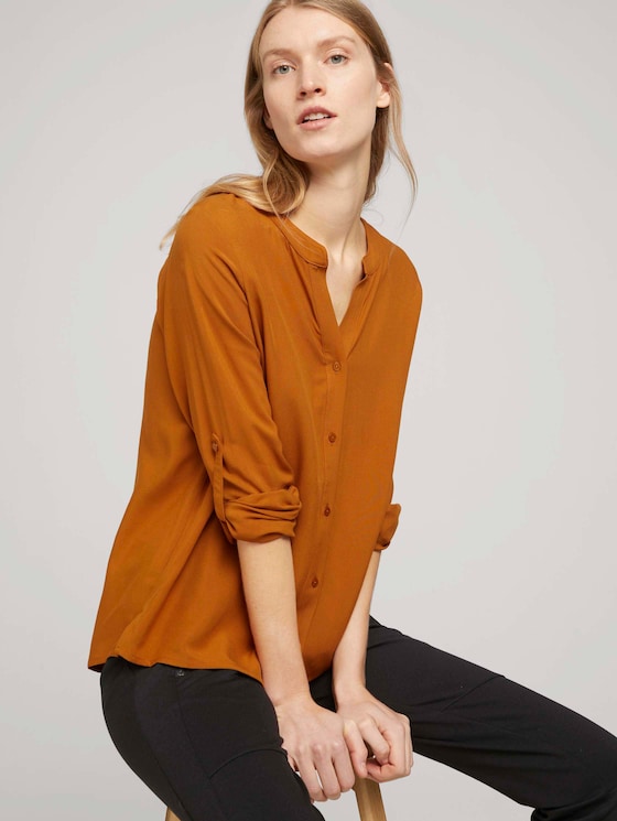 Bluse mit Ärmel Turn-Up - Frauen - tawny brown Bluse mit Ärmel Turn-Up - Frauen - tawny brown - 5 - TOM TAILOR