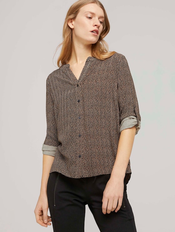 Bluse mit Ärmel Turn-Up - Frauen - herringbone print Bluse mit Ärmel Turn-Up - Frauen - herringbone print - 5 - TOM TAILOR