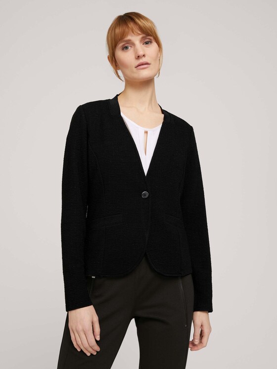 gestructureerde blazer - Vrouwen - Deep Black gestructureerde blazer - Vrouwen - Deep Black - 1 - TOM TAILOR