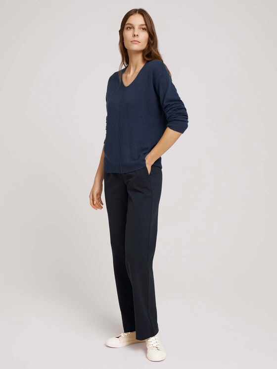 V-Ausschnitt Pullover - Frauen - dark denim blue melange V-Ausschnitt Pullover - Frauen - dark denim blue melange - 3 - TOM TAILOR