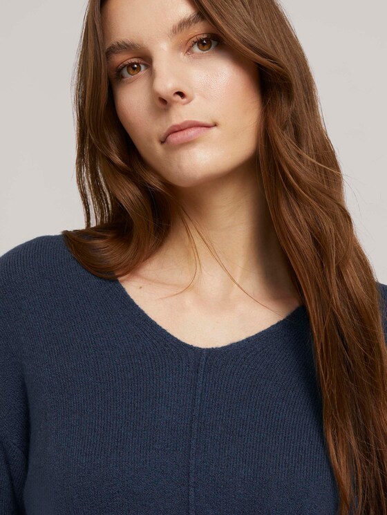 V-Ausschnitt Pullover - Frauen - dark denim blue melange V-Ausschnitt Pullover - Frauen - dark denim blue melange - 9 - TOM TAILOR
