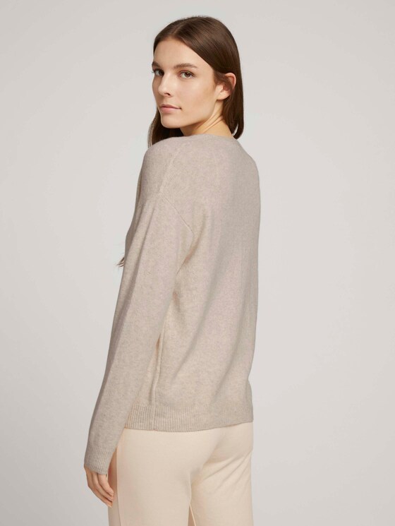V-Ausschnitt Pullover - Frauen - smooth light sand melange V-Ausschnitt Pullover - Frauen - smooth light sand melange - 2 - TOM TAILOR