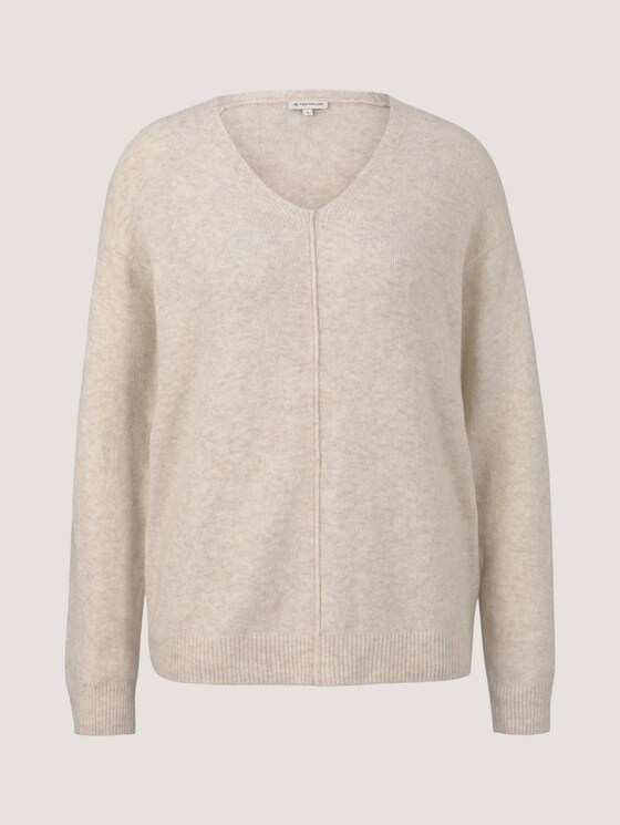 V-Ausschnitt Pullover - Frauen - smooth light sand melange V-Ausschnitt Pullover - Frauen - smooth light sand melange - 7 - TOM TAILOR
