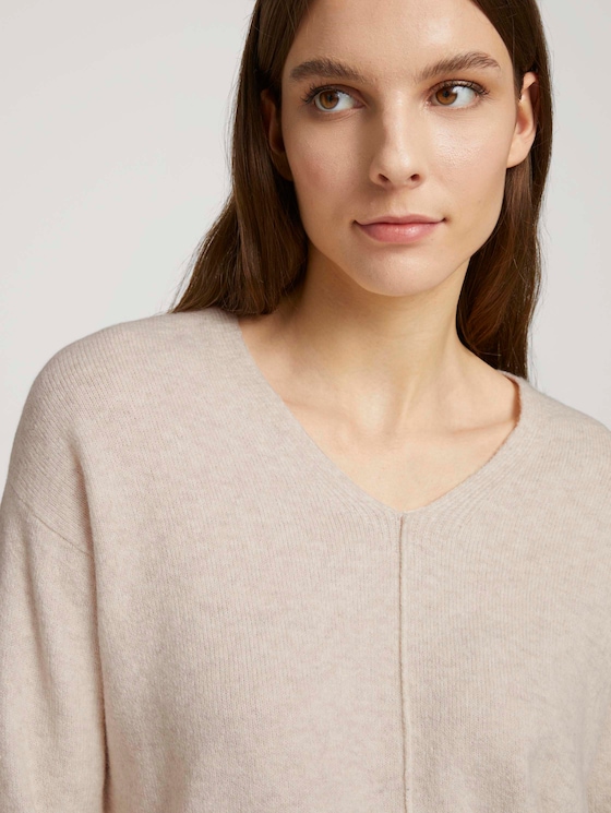 V-Ausschnitt Pullover - Frauen - smooth light sand melange V-Ausschnitt Pullover - Frauen - smooth light sand melange - 9 - TOM TAILOR