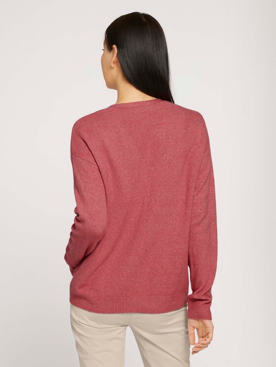 Trui met V-hals - Vrouwen - cozy pink melange Trui met V-hals - Vrouwen - cozy pink melange - 2 - TOM TAILOR
