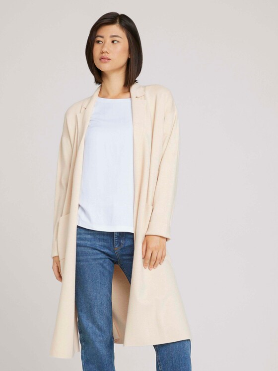 Langer Strickmantel - Frauen - smooth light sand melange Langer Strickmantel - Frauen - smooth light sand melange - 1 - TOM TAILOR