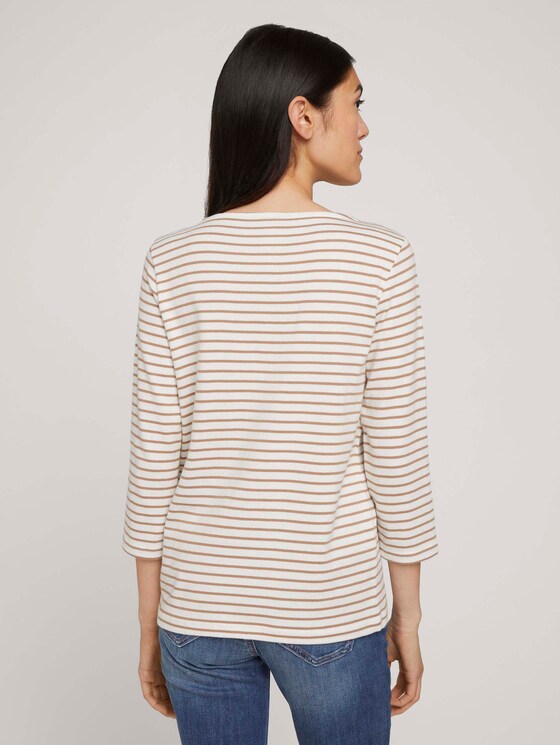 Gestreiftes 3/4 Arm Shirt - Frauen - offwhite clay stripe Gestreiftes 3/4 Arm Shirt - Frauen - offwhite clay stripe - 2 - TOM TAILOR