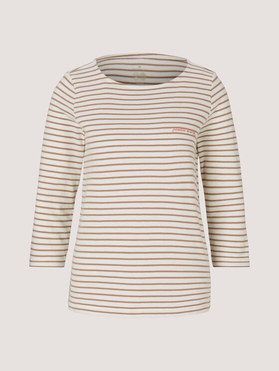 Gestreiftes 3/4 Arm Shirt - Frauen - offwhite clay stripe Gestreiftes 3/4 Arm Shirt - Frauen - offwhite clay stripe - 7 - TOM TAILOR