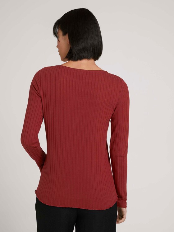 Ripp Langarmshirt - Frauen - dark maroon red Ripp Langarmshirt - Frauen - dark maroon red - 2 - TOM TAILOR
